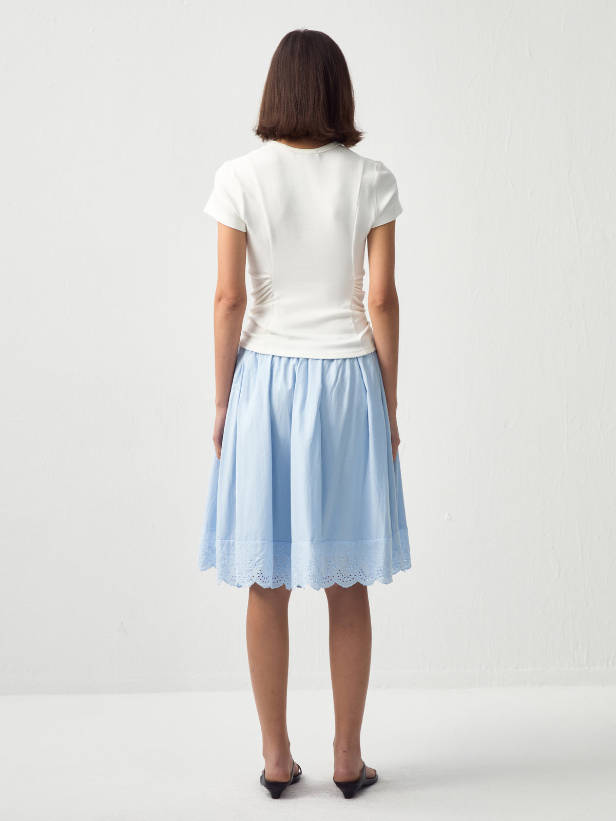 Embroidered A-Line Cotton Midi Skirt-6