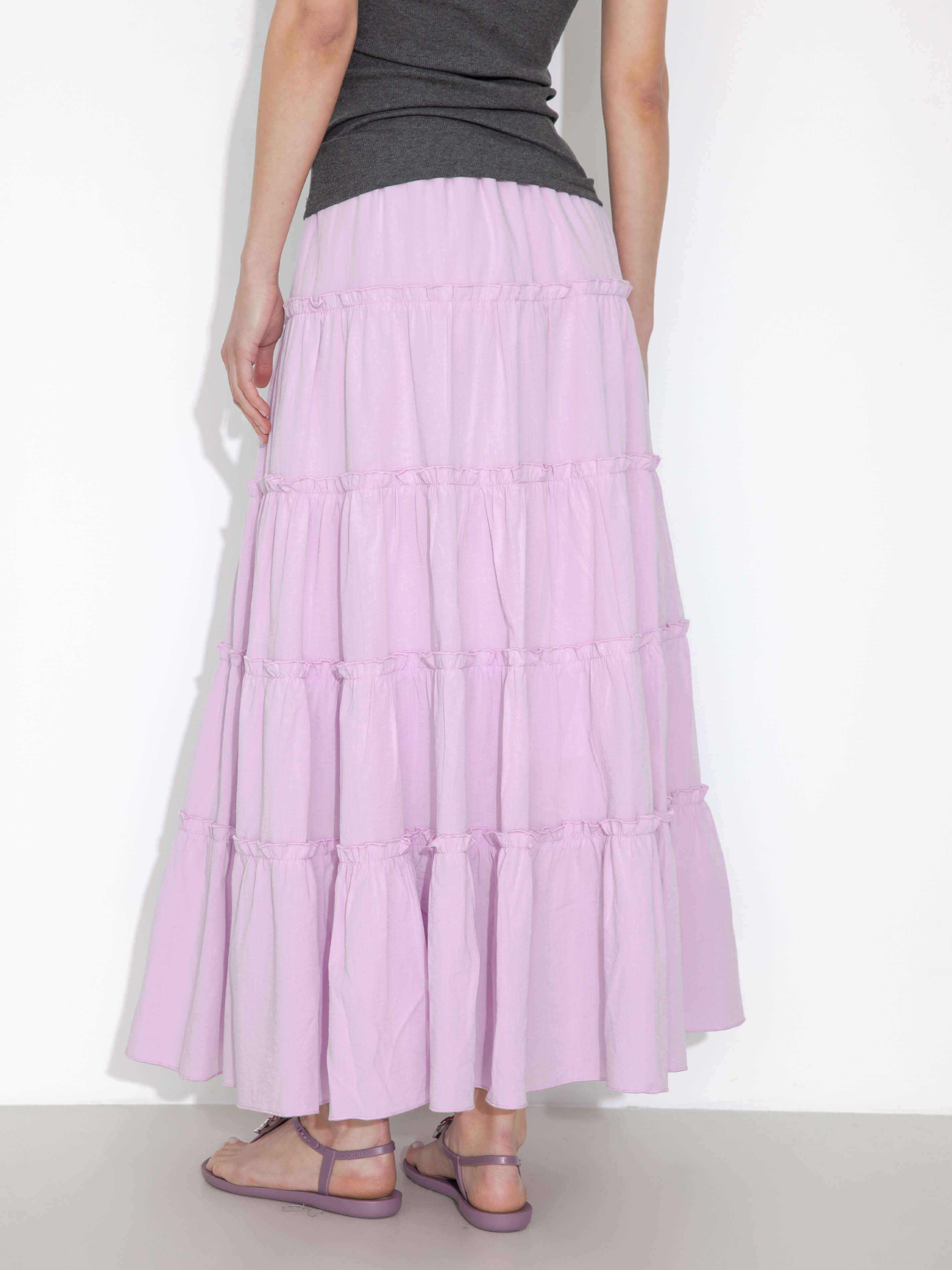 High-Waisted A-Line Maxi Flowy Skirt-6