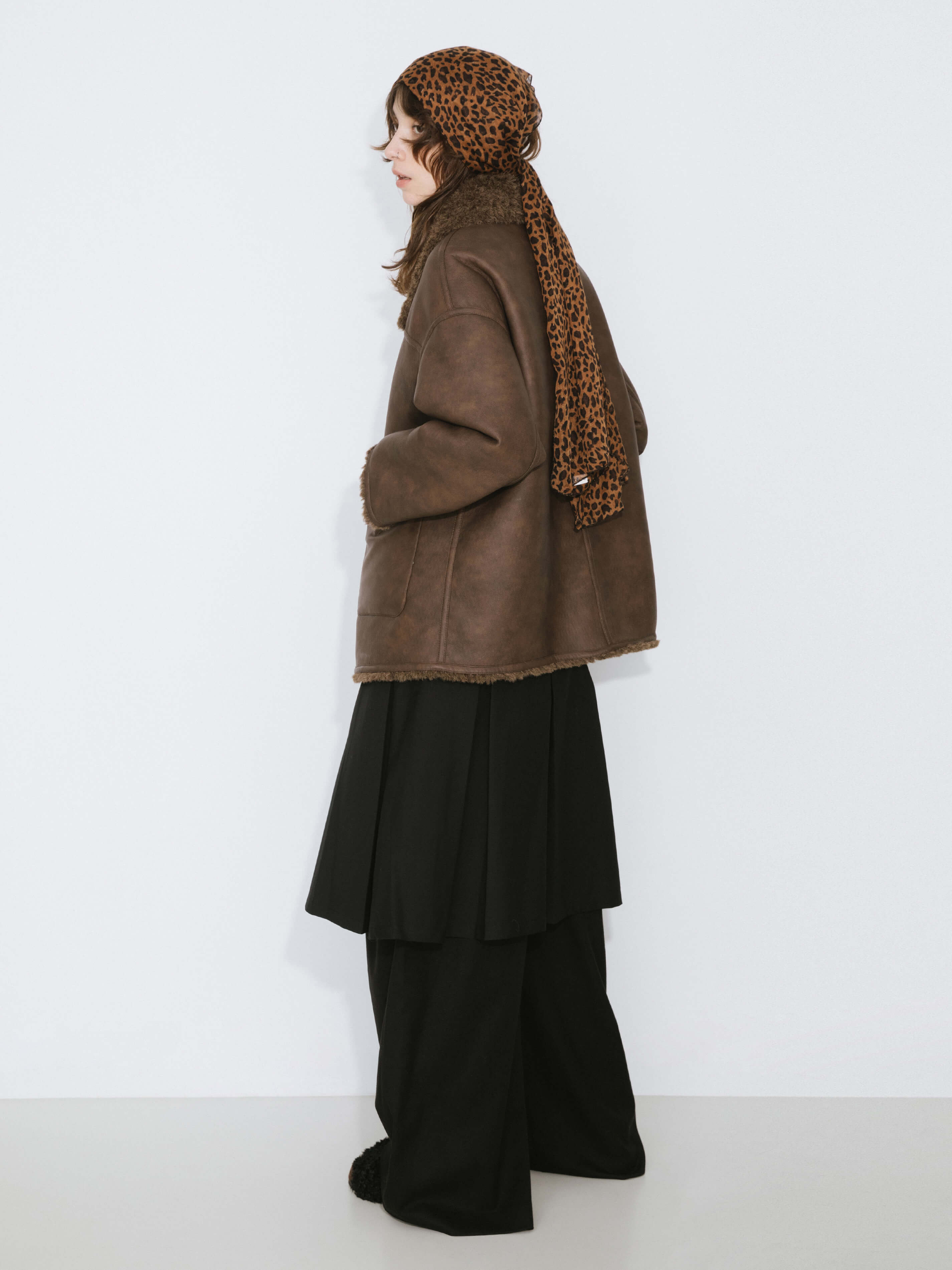 Brown Mid-length Boxy Coat-6