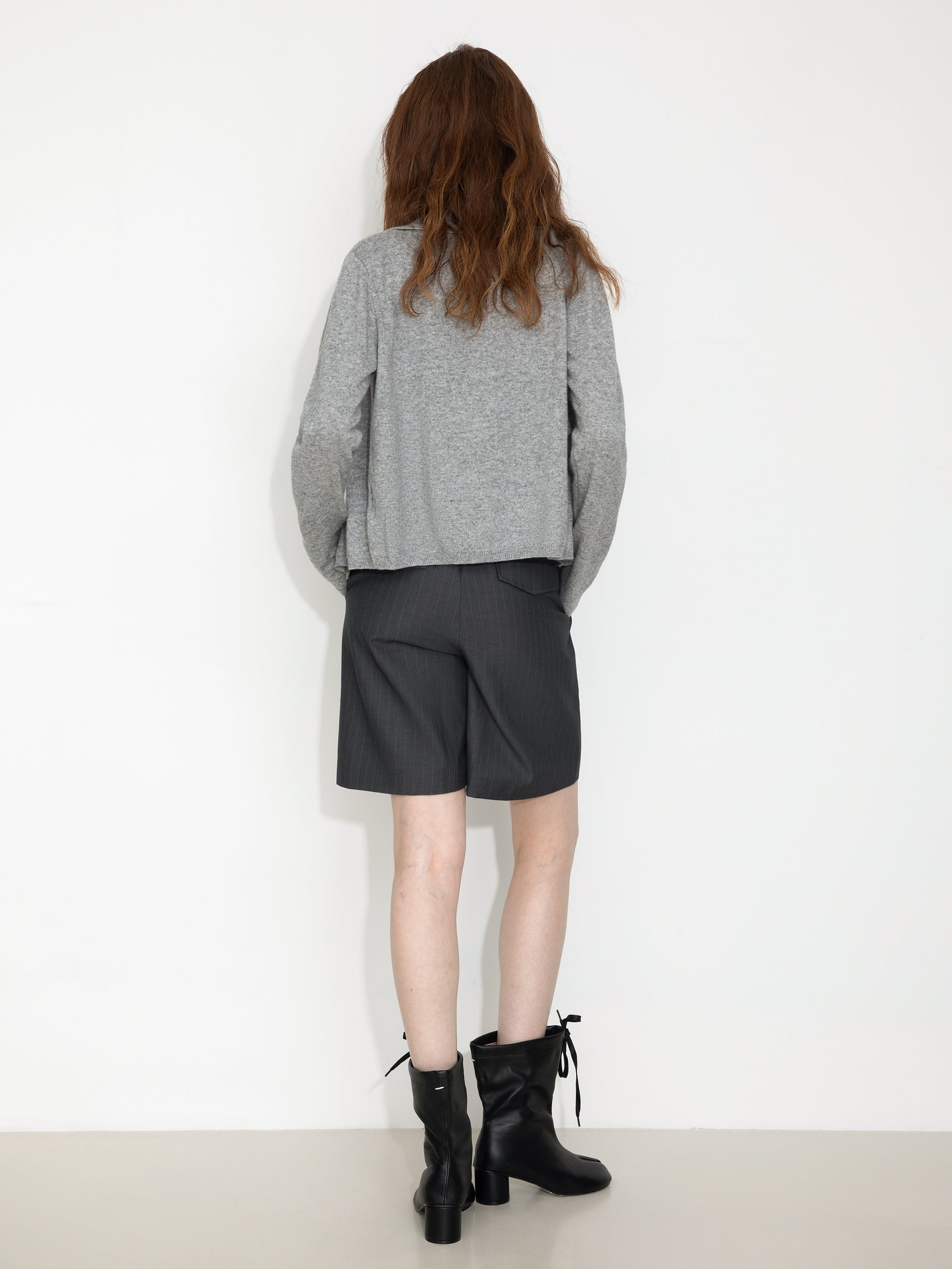 Zip-Up Collared Cropped Knit Cardigan & Vest Set-6