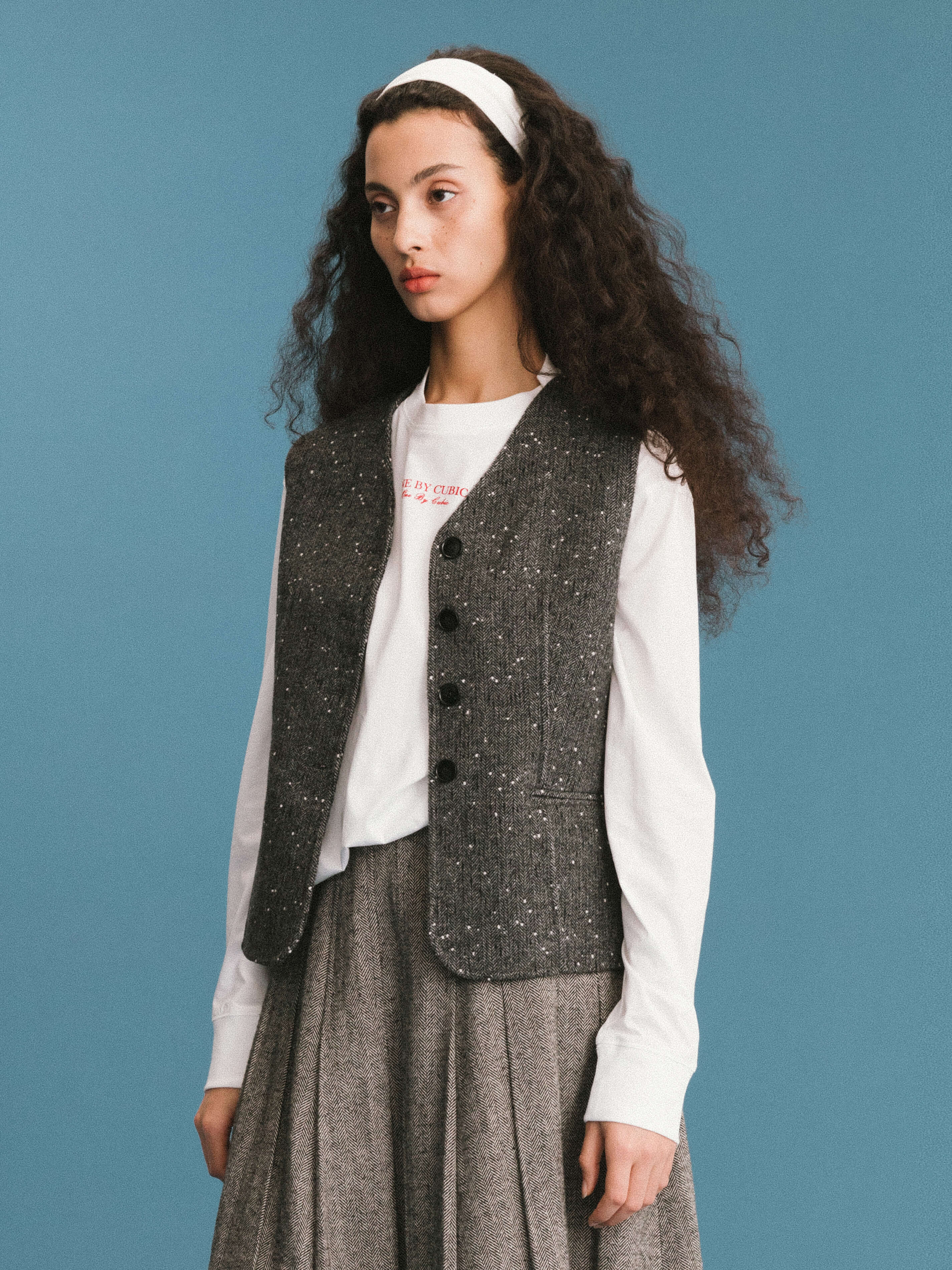 ONE BY CUBIC Double Face Tailored Wool Waistcoat-7
