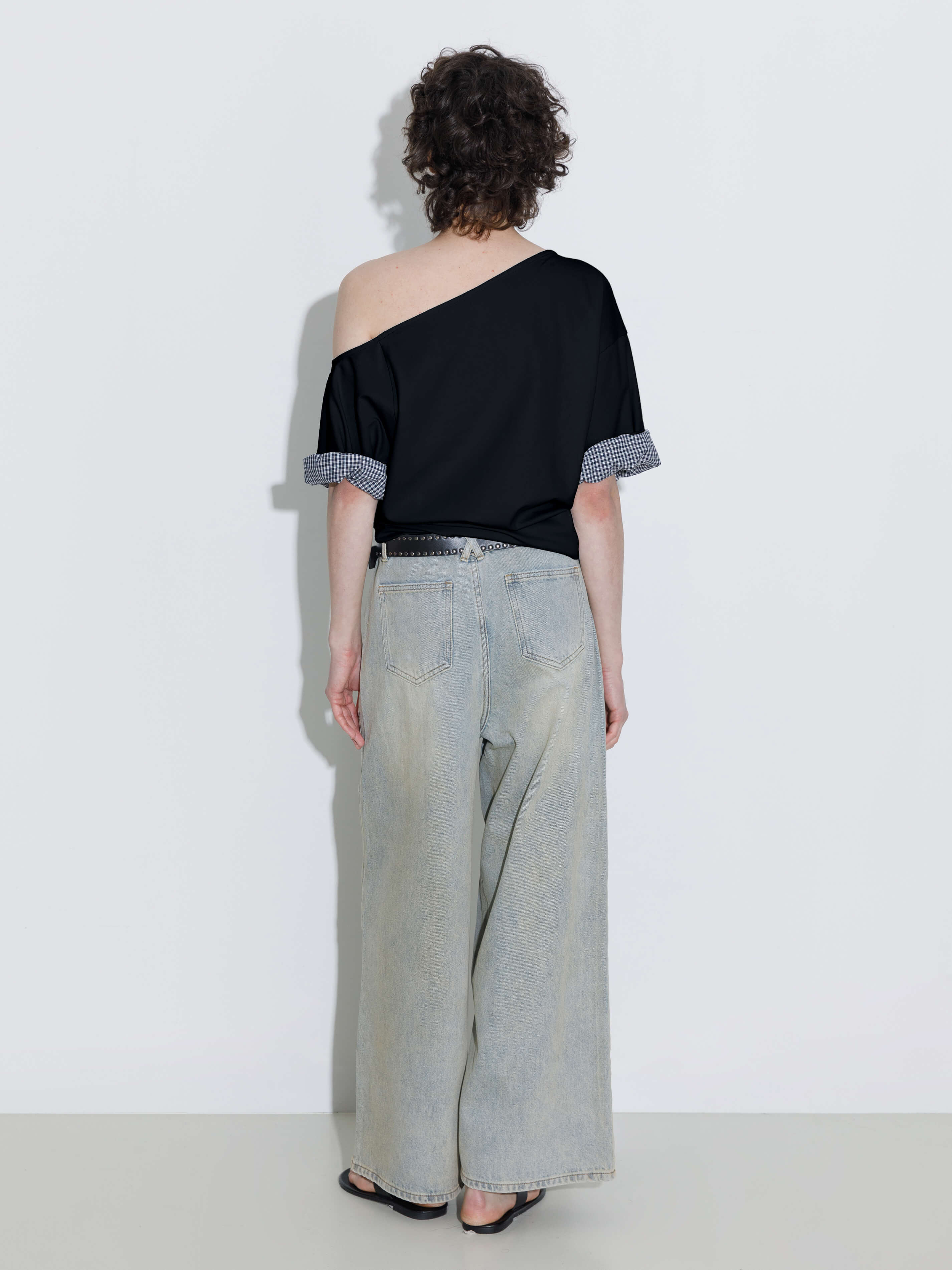 One-Shoulder Color-Block Short Sleeve Top-6