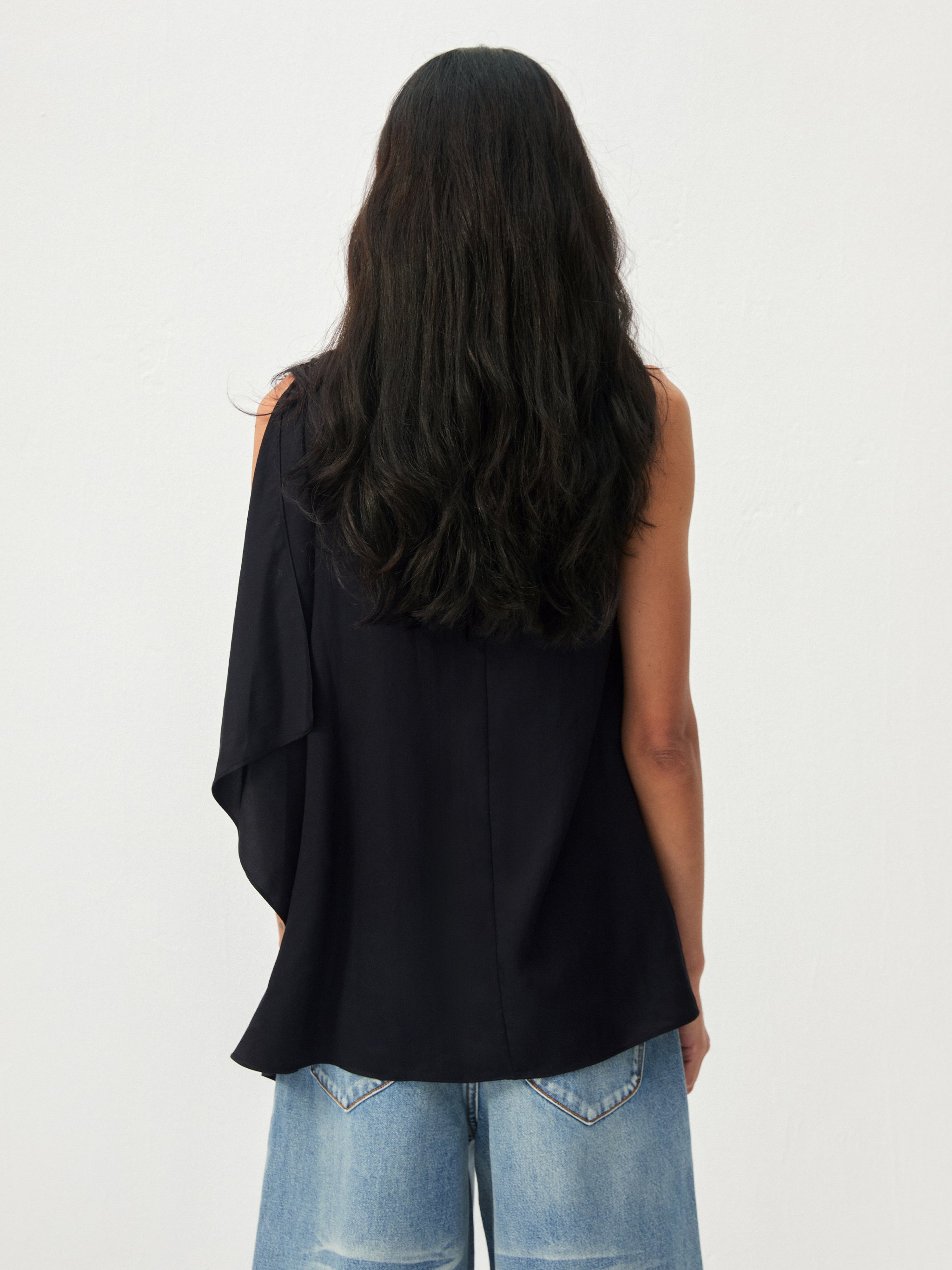 CUBIC Draped Cowl Neck Asymmetrical Sleeveless Top-6