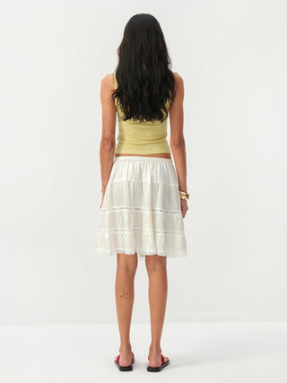 CUBIC Lace Tiered Satin Mini Skirt