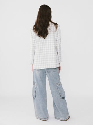Single Breasted Plaid Oversized Blazer