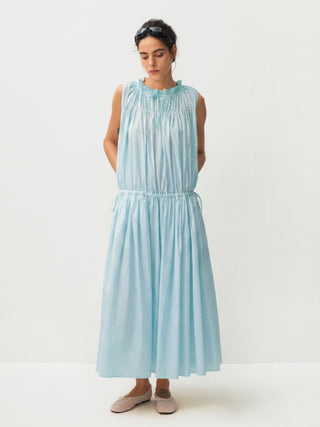 CUBIC 100% Cotton Sleeveless Gathered Waist Maxi Dress
