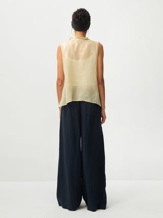 CUBIC Ramie Ruffle-Trim Tie Vest