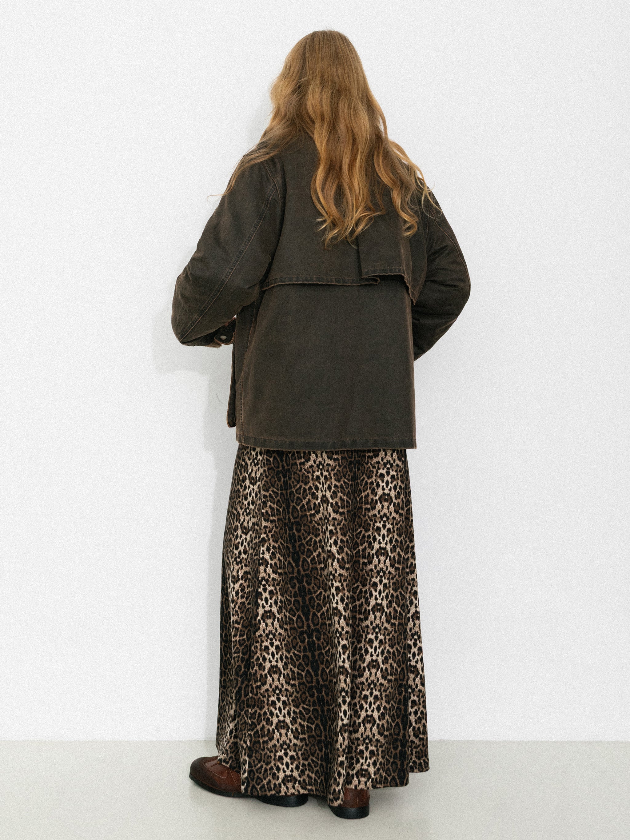 Vintage Leopard Print Draped Maxi Skirt-6