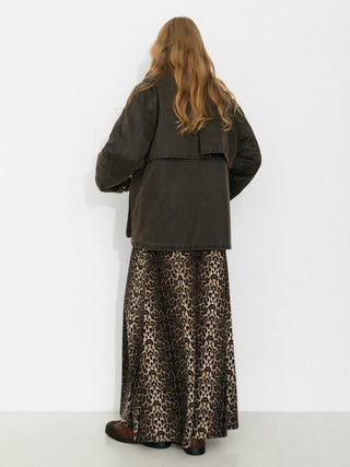 Vintage Leopard Print Draped Maxi Skirt