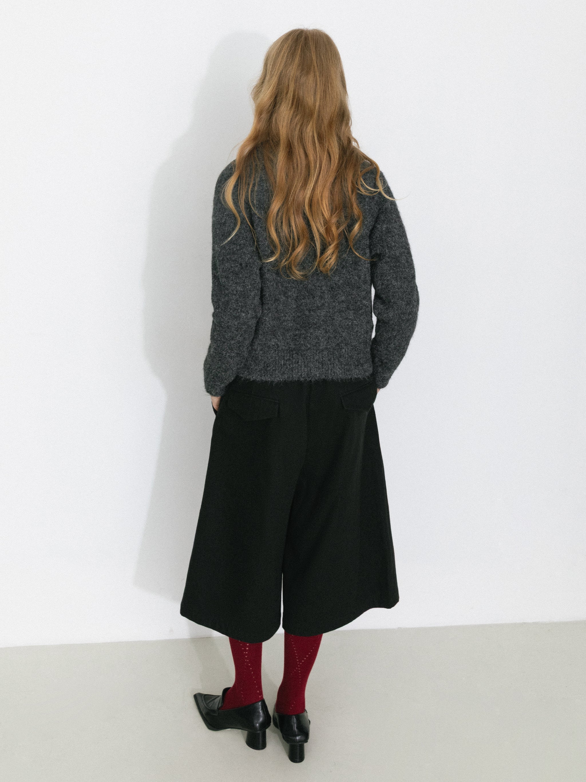 Wool-Blend Contrast Ribbed Cuff Cardigan-6