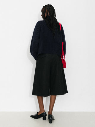 100% Wool Convertible Collar Short Cardigan Coat