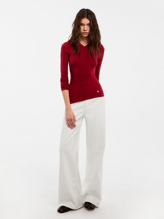 CUBIC Wool Blend V-Neck Knit T-Shirt