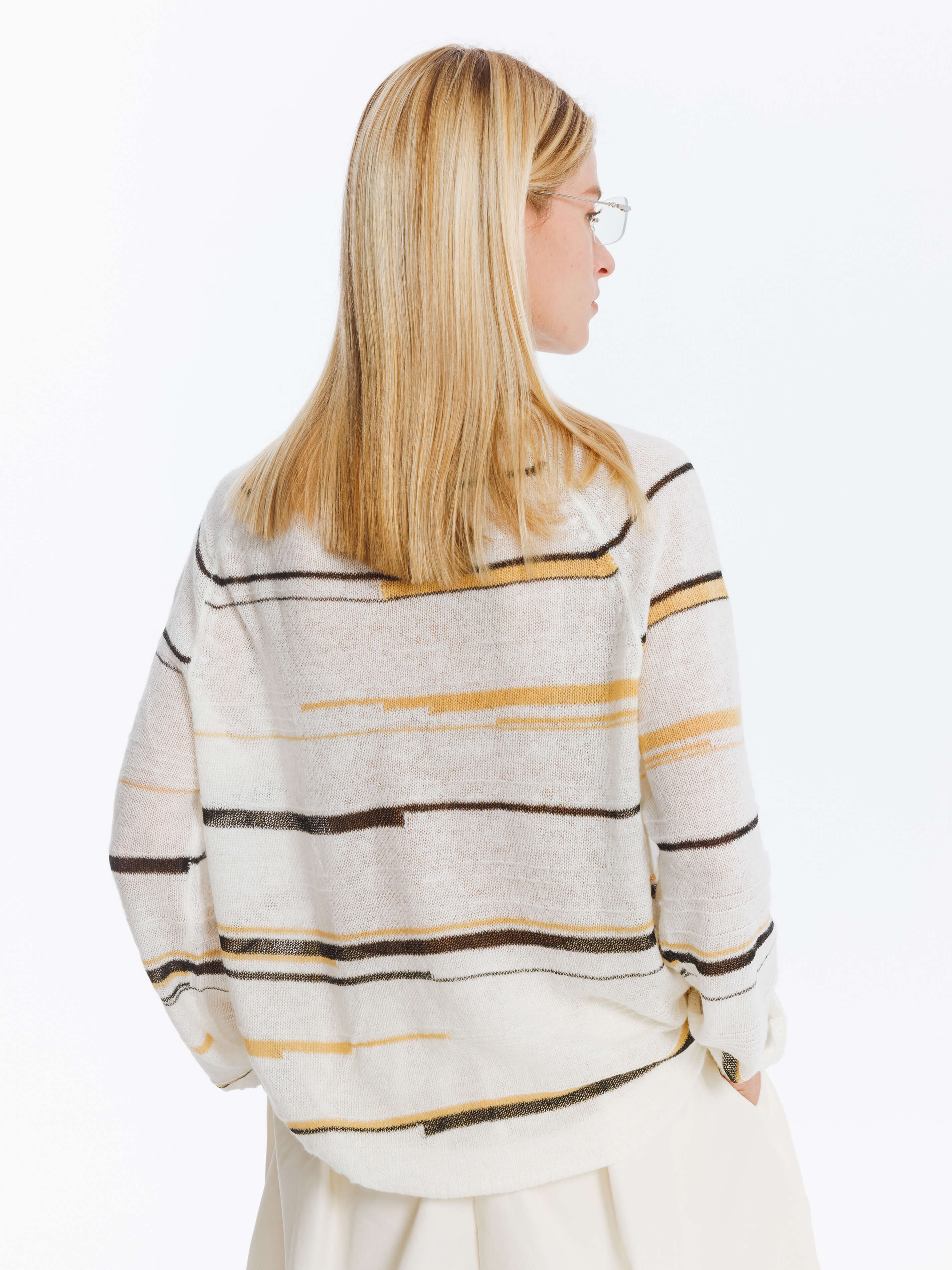 Striped Knit Long Sleeve Top with Wool Blend-6