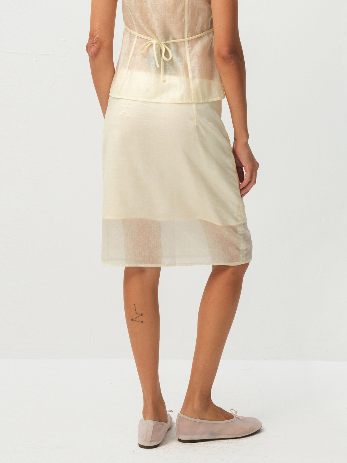 CUBIC  Lyocell Semi-Sheer Pencil Midi Skirt-6