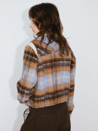 Wool Tartan and Faux Leather Jacket