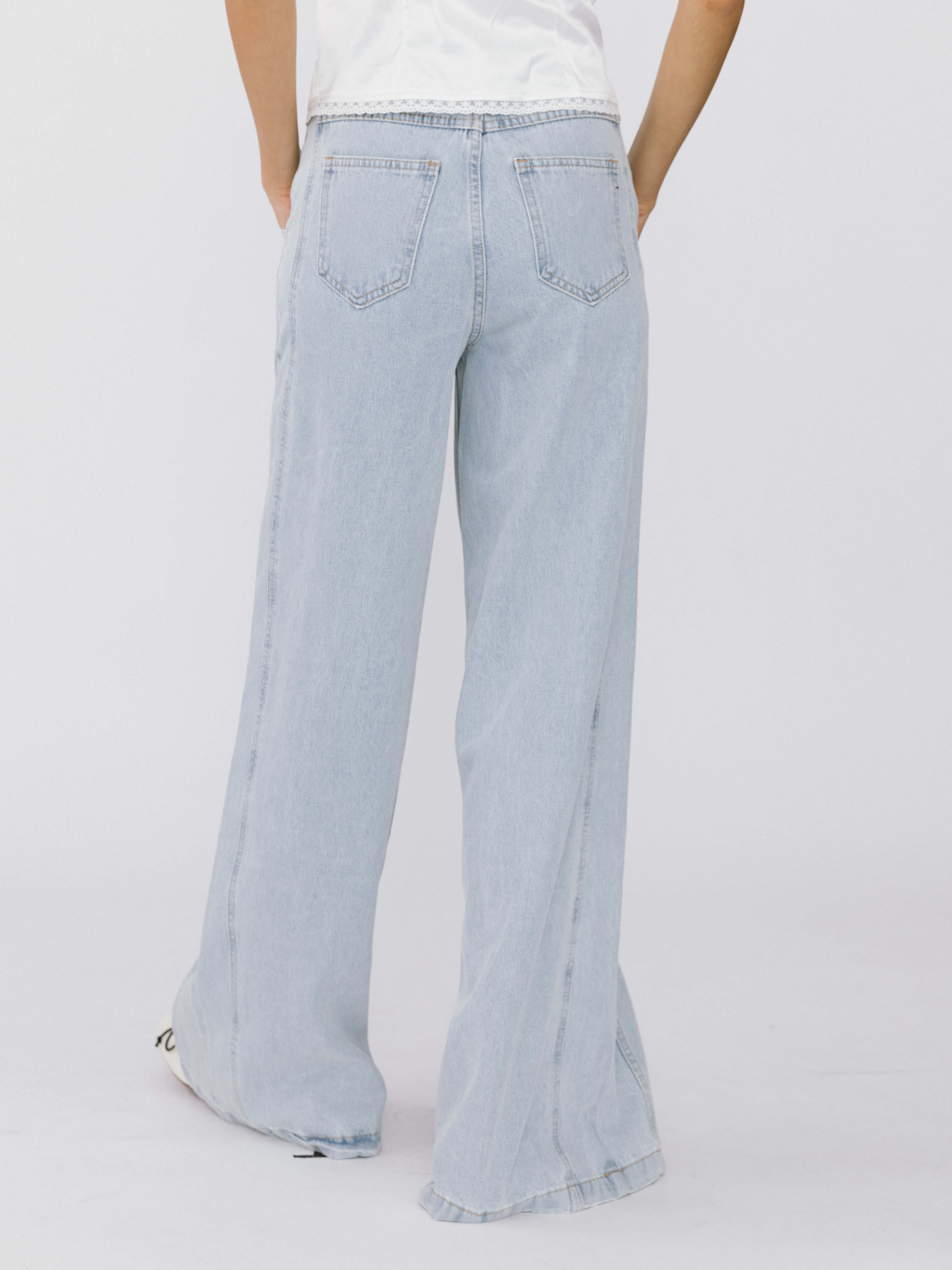 Front Stitch Wide Leg Jeans-6