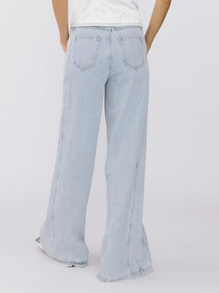 Front Stitch Wide Leg Jeans