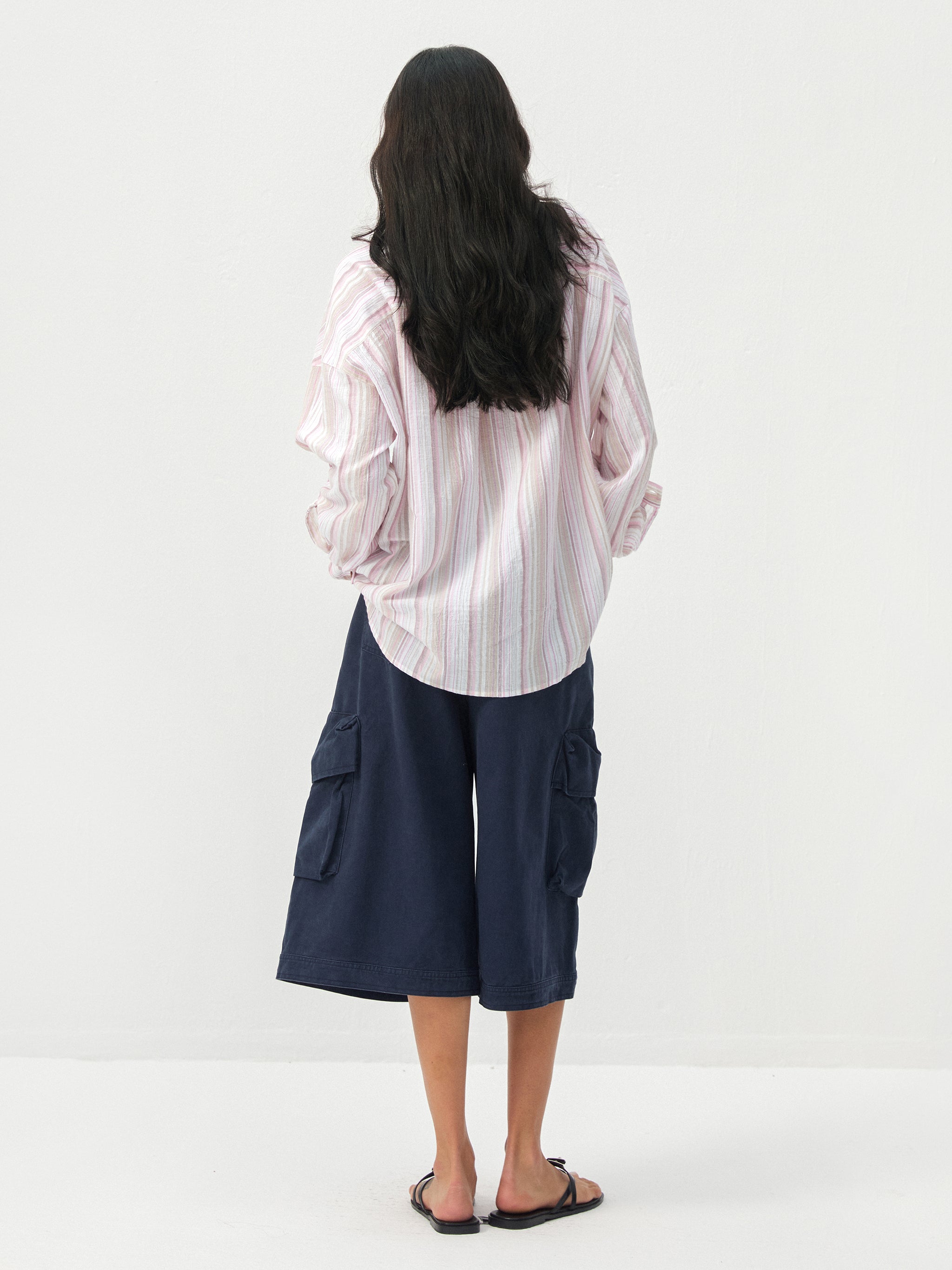 CUBIC Cotton-Blend Striped Oversized Shirt-6