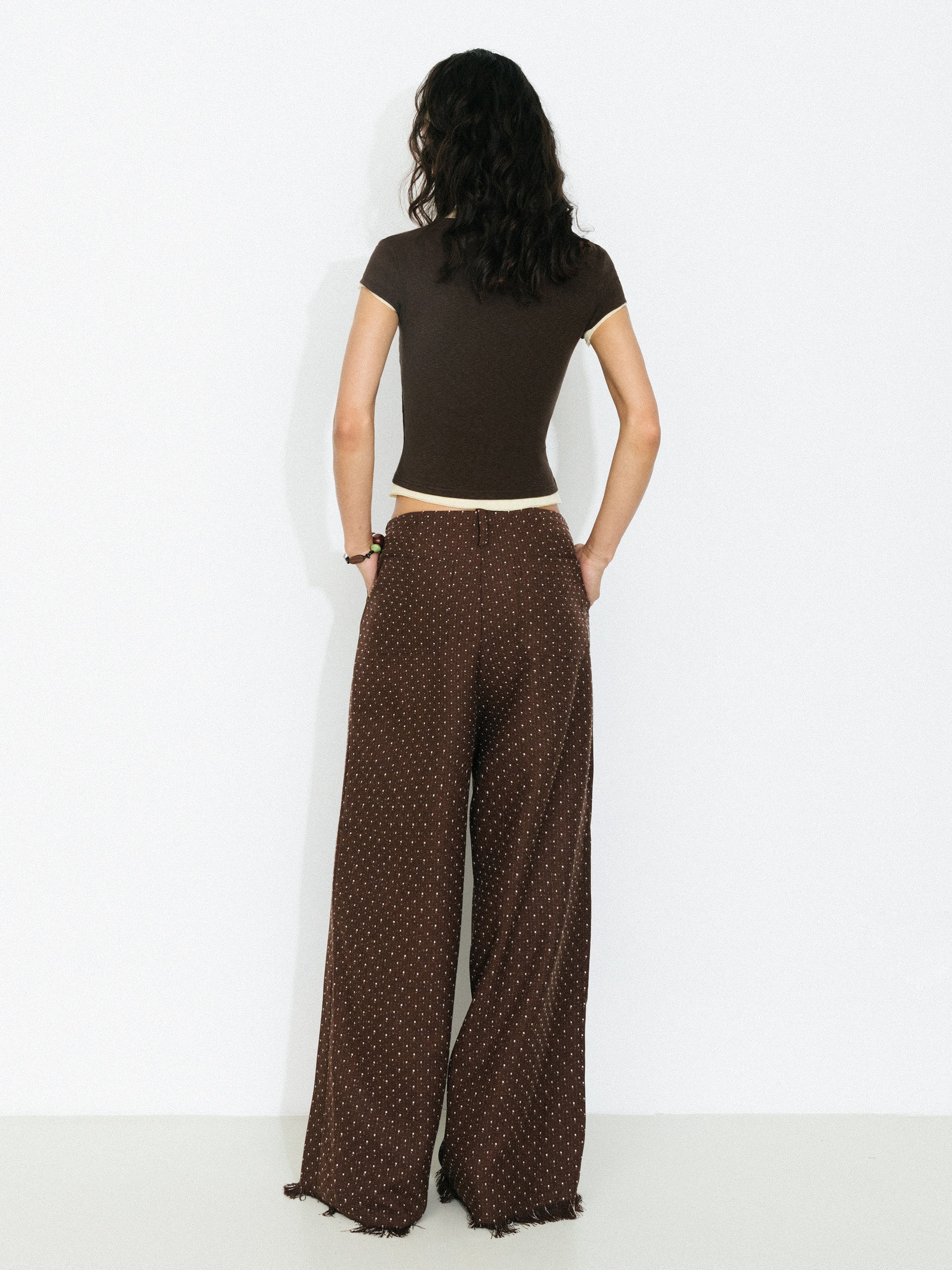Polka Dot Fringe Wide-Leg Trousers-6