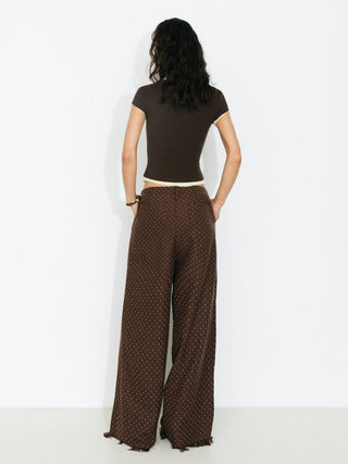 Polka Dot Fringe Wide-Leg Trousers