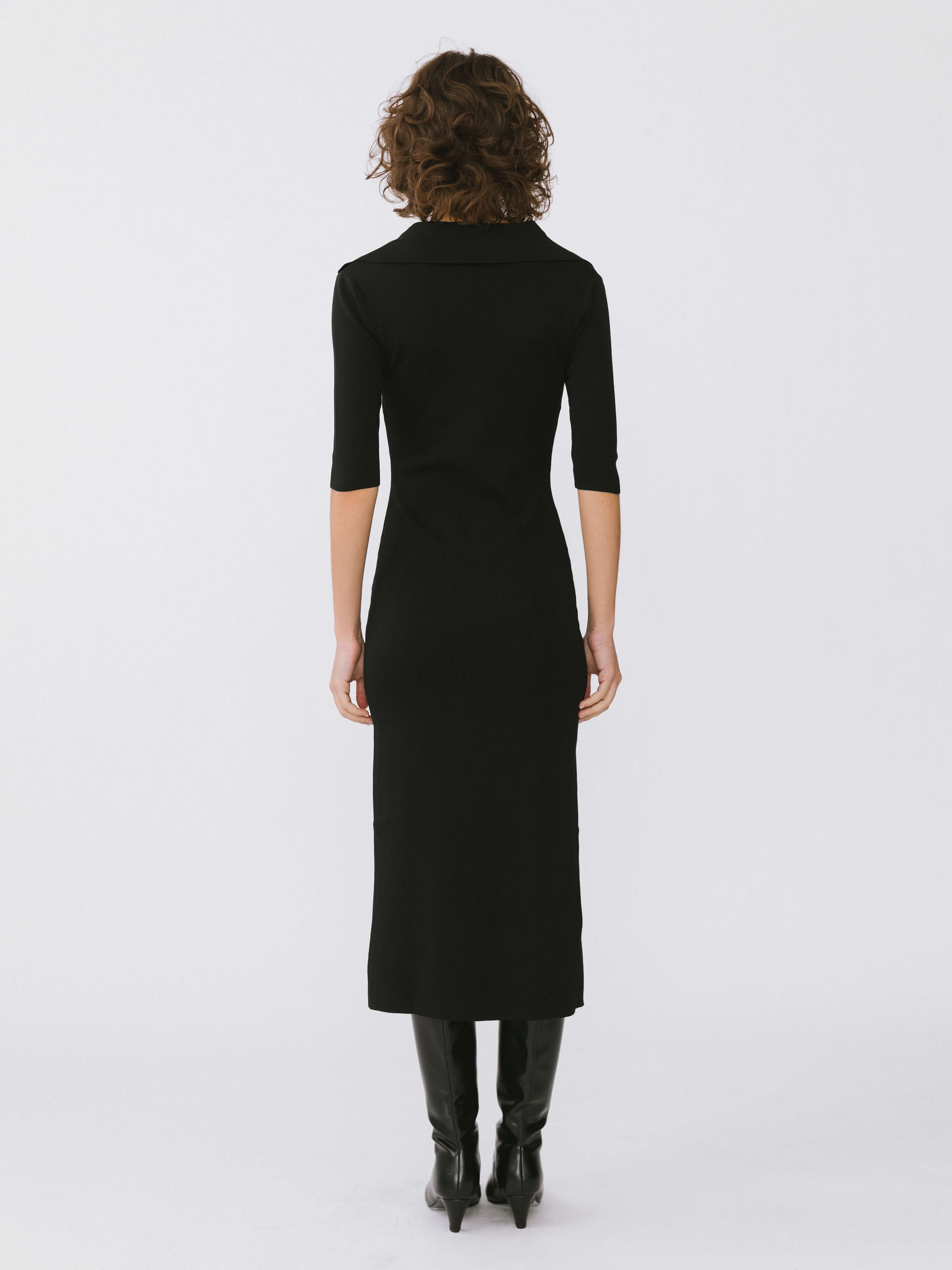 3/4 Sleeve Slitted Dress-12