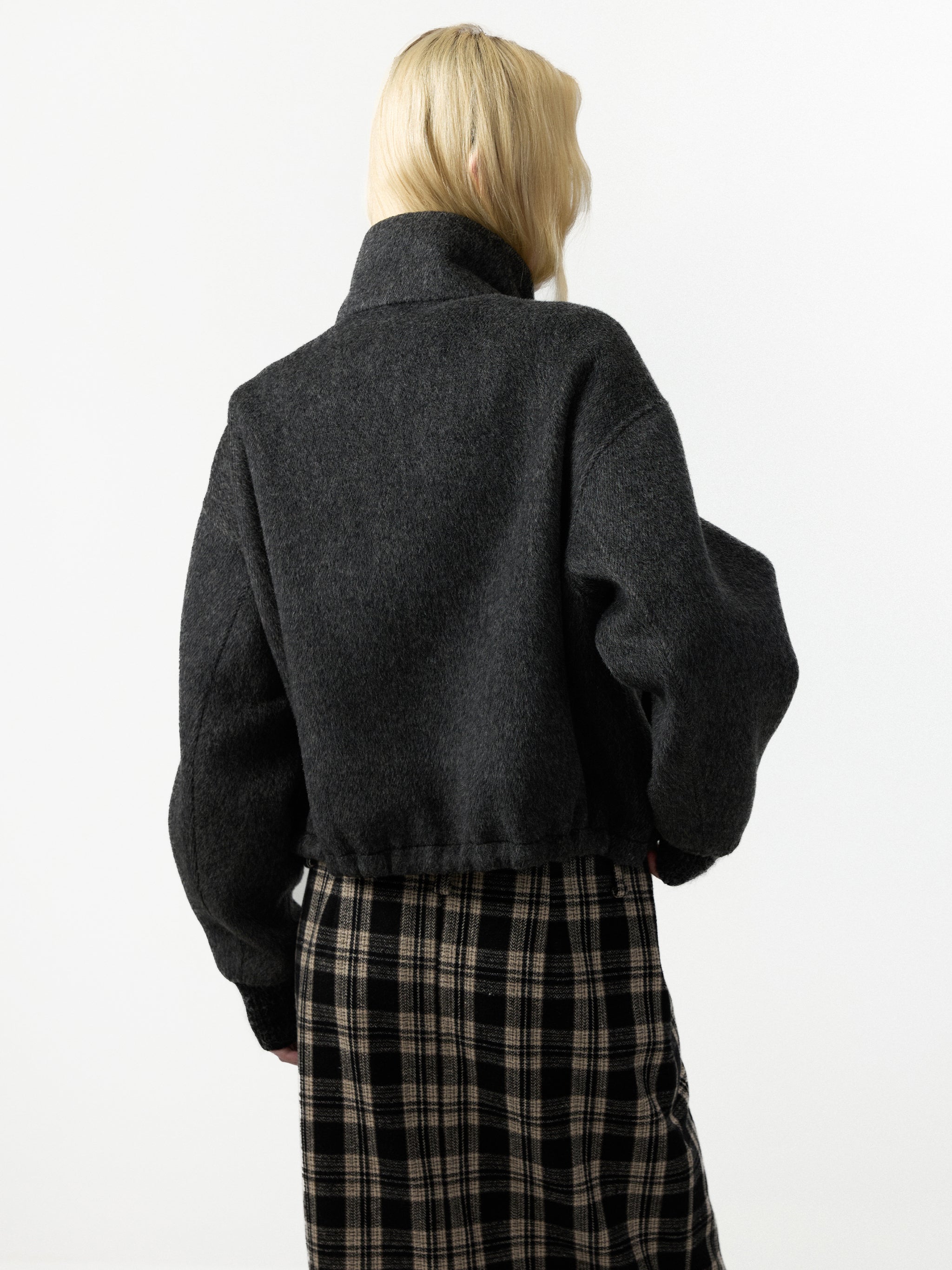 CUBIC 100% Wool Relaxed Cropped Wool Jacket-6