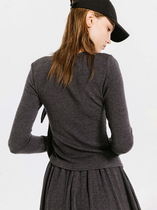 Gray Irregular Knit Top