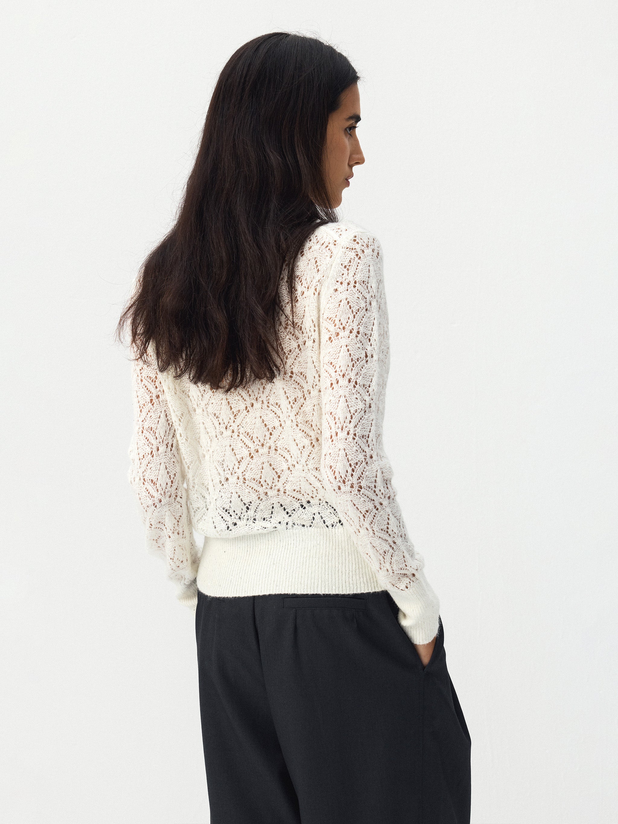 CUBIC Pointelle Button-Up Cardigan-6