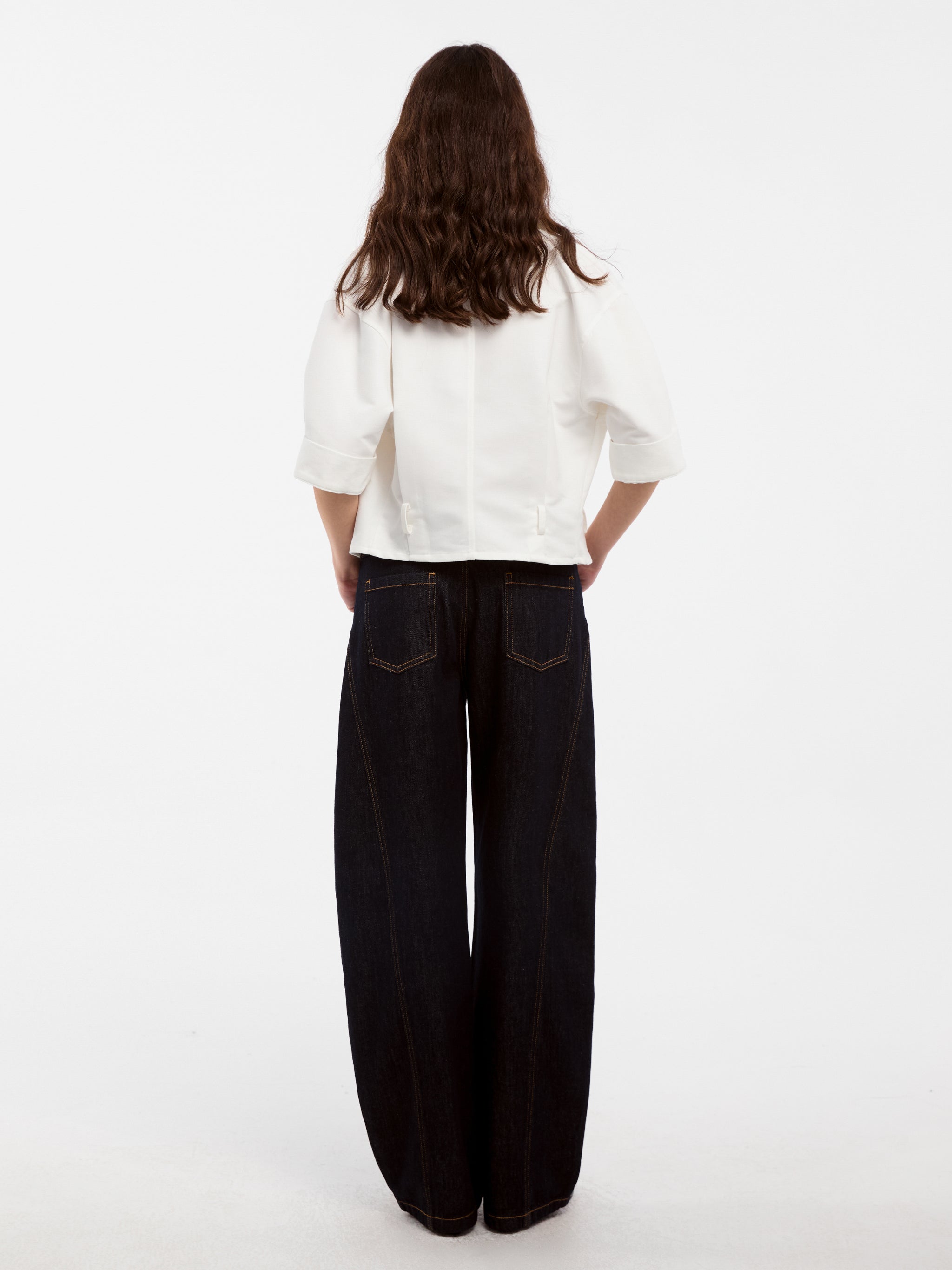 CUBIC Waist-Cinching Cropped Shirt-7