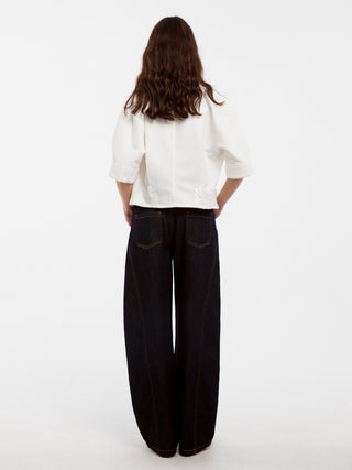 CUBIC Waist-Cinching Cropped Shirt
