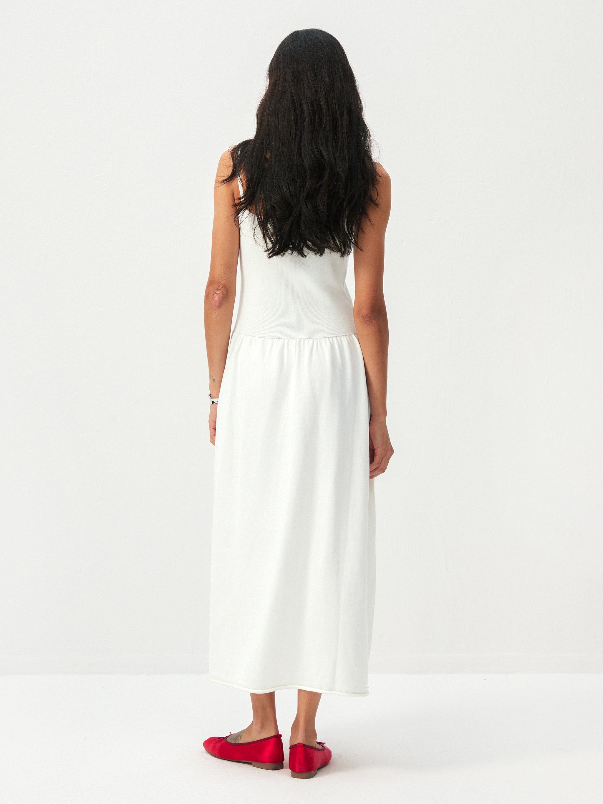 CUBIC Lyocell-Wool Blend Drop-Waist Midi Dress-6
