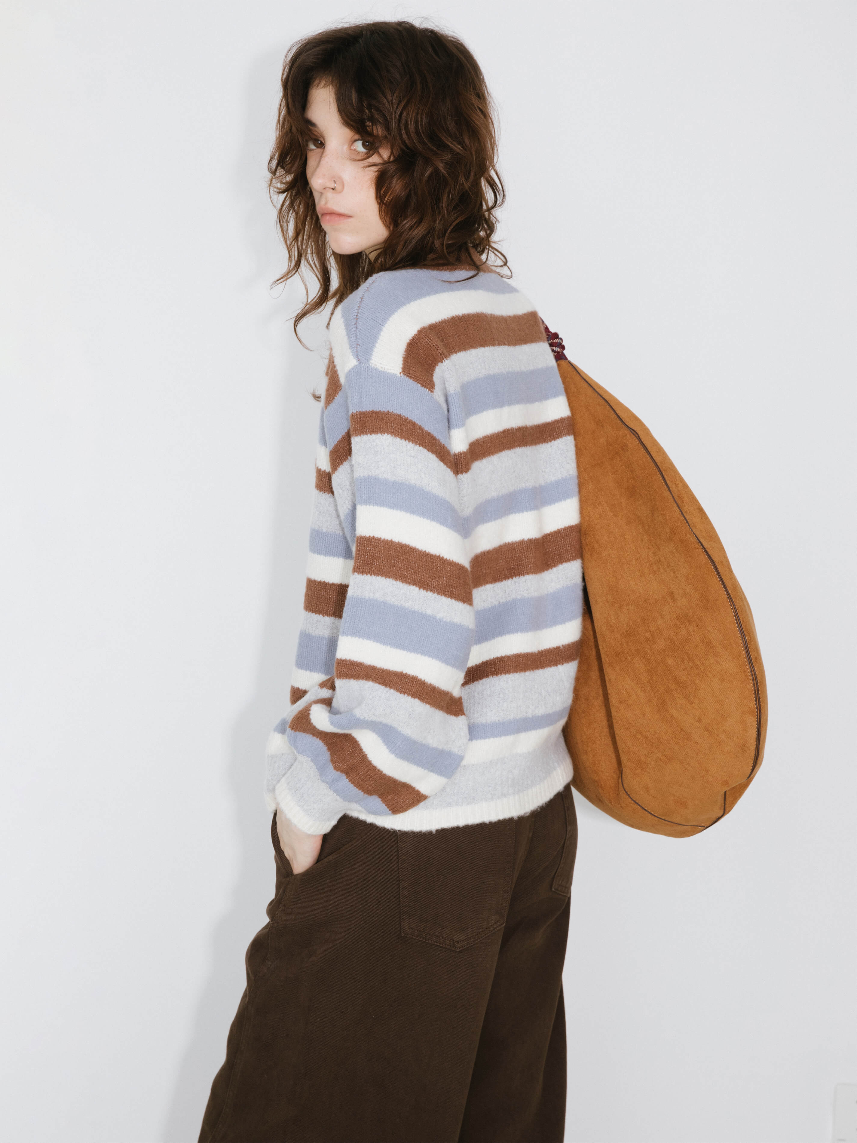 Oversized Striped Crew Knit Sweater-6