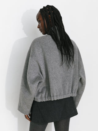 Cocoon Zip-Up Jacket with Raw Edge Cuffs