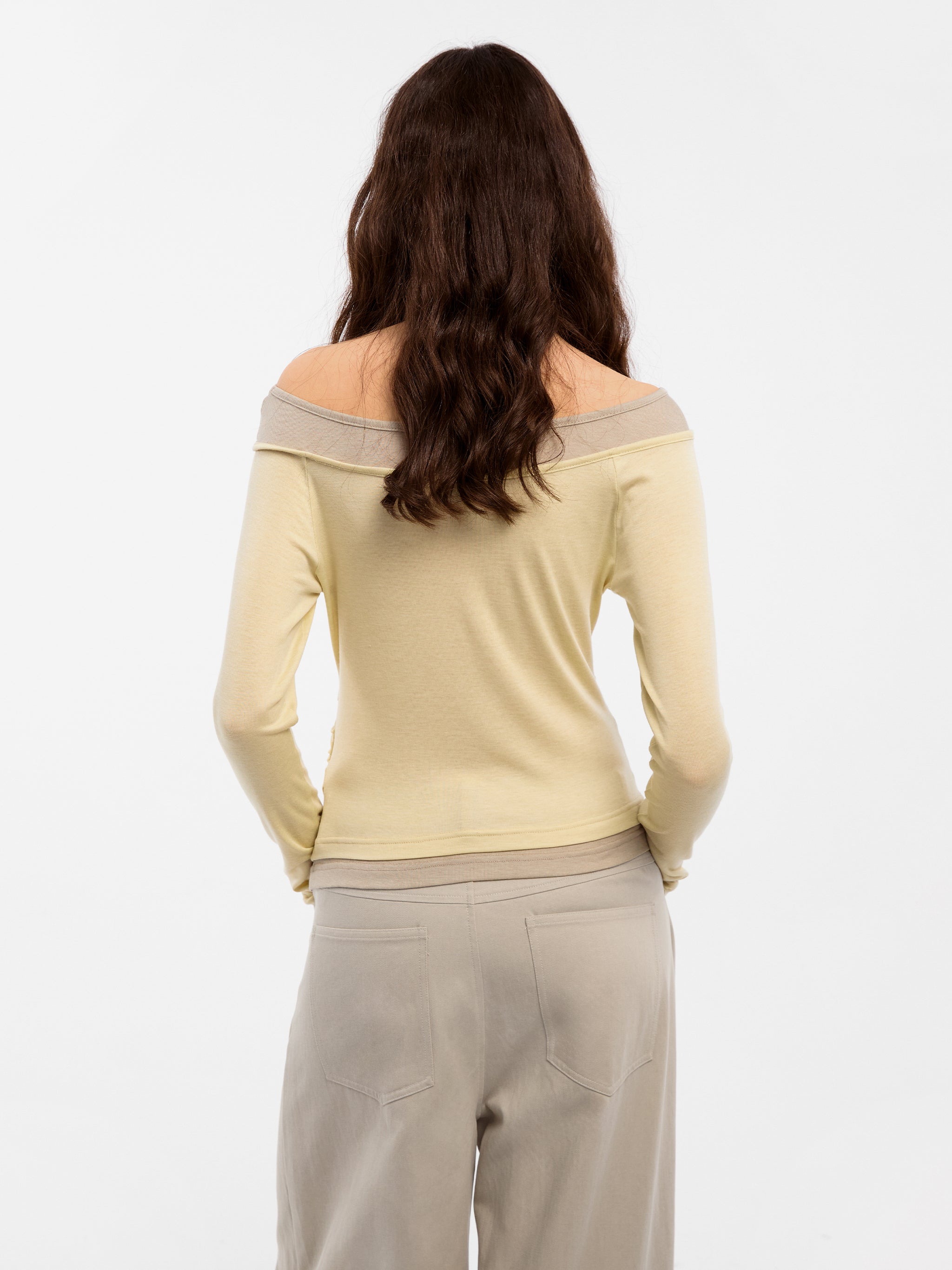 CUBIC Tencel Wool Blend Off-Shoulder T-Shirt-7