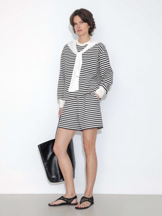 ONE BY CUBIC Stripped Sweatshirt and Shorts Set