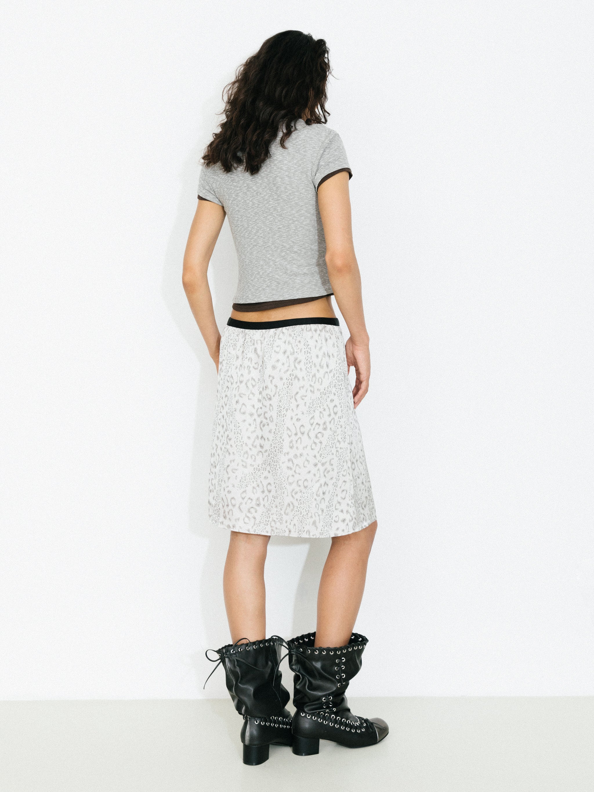 Leopard Print Straight Midi Skirt-6