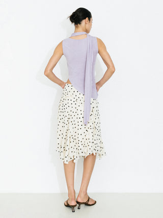 Polka Dot Ruffled Asymmetrical Hem Skirt