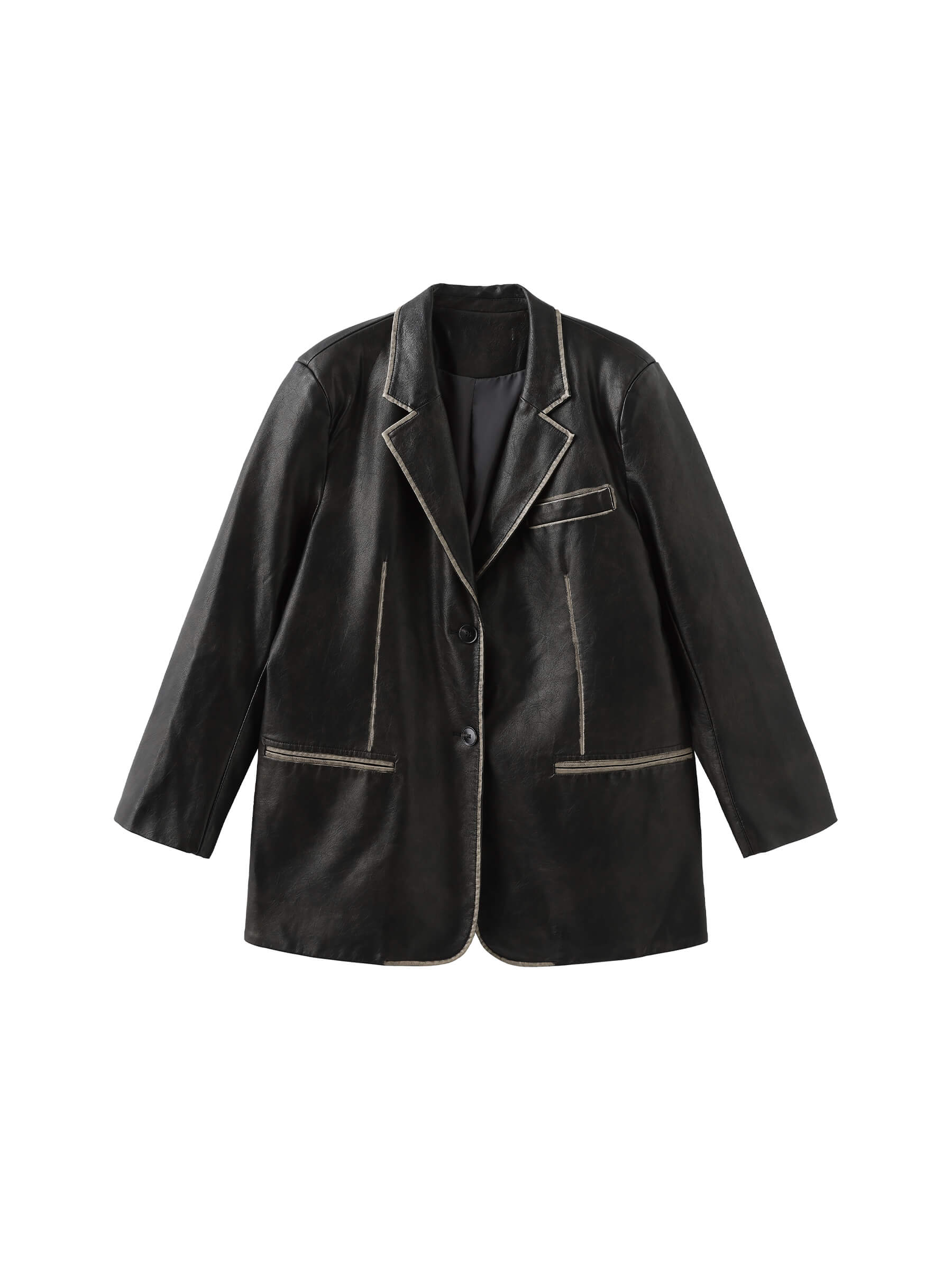 Black Faux Leather Tailored Suit-8