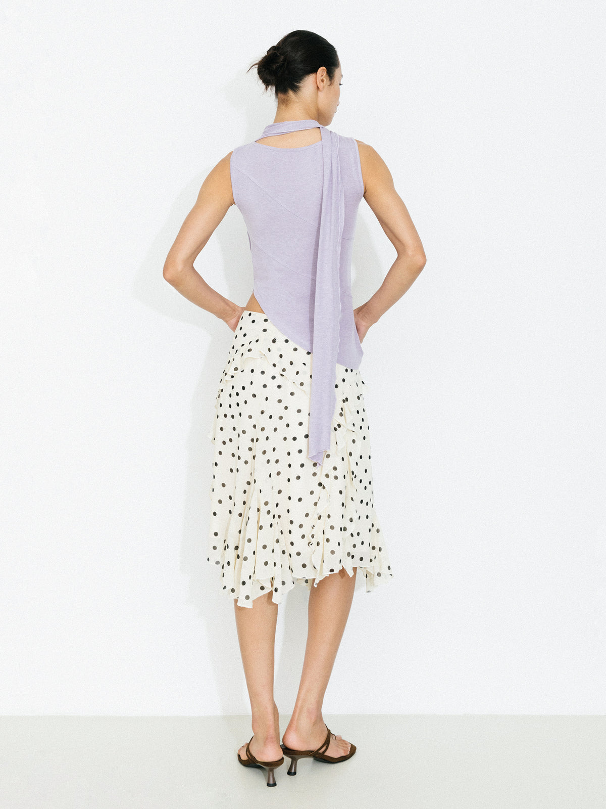 Asymmetrical Tie-Neck Flowy Sleeveless Top-5
