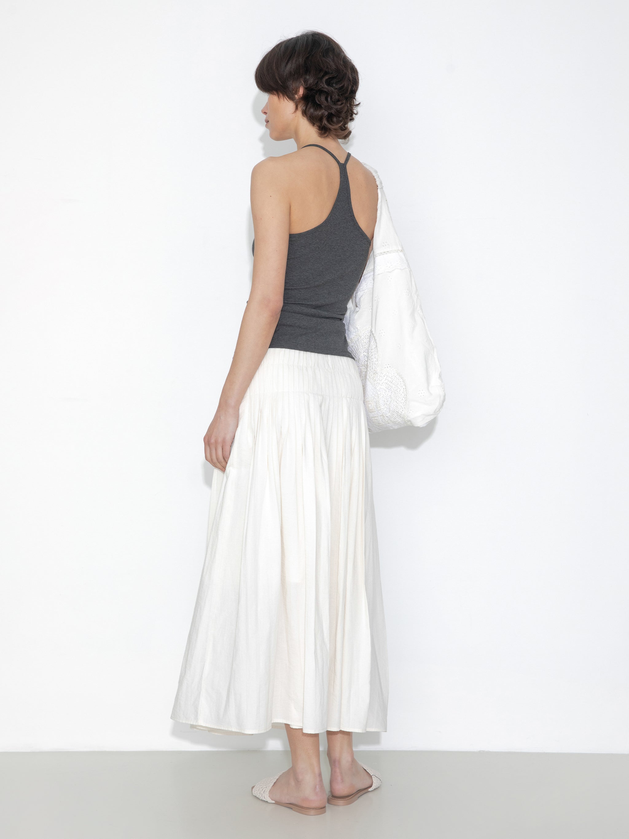 High-Waist Drawstring Pleated Skirt-6