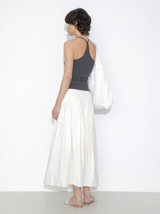High-Waist Drawstring Pleated Skirt
