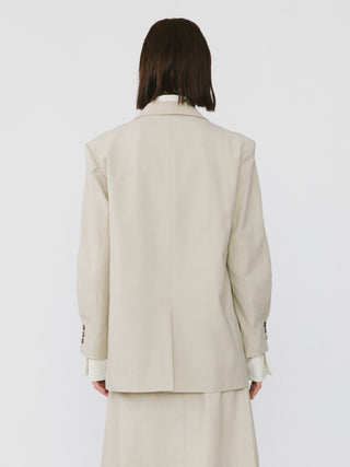 Oversized Shoulder Single Breasted Blazer with Wool Blend