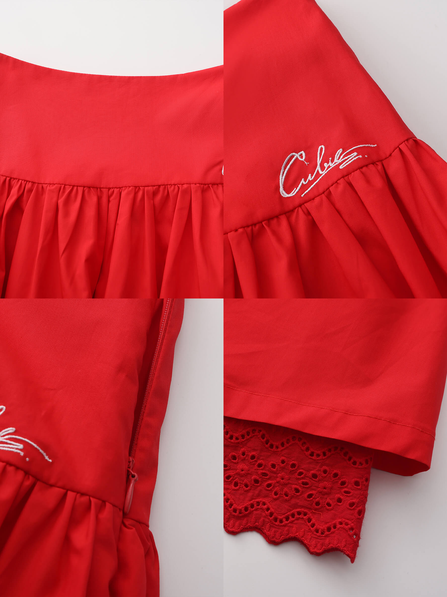 100% Cotton Double Layer Lace A-Line Skirt-16