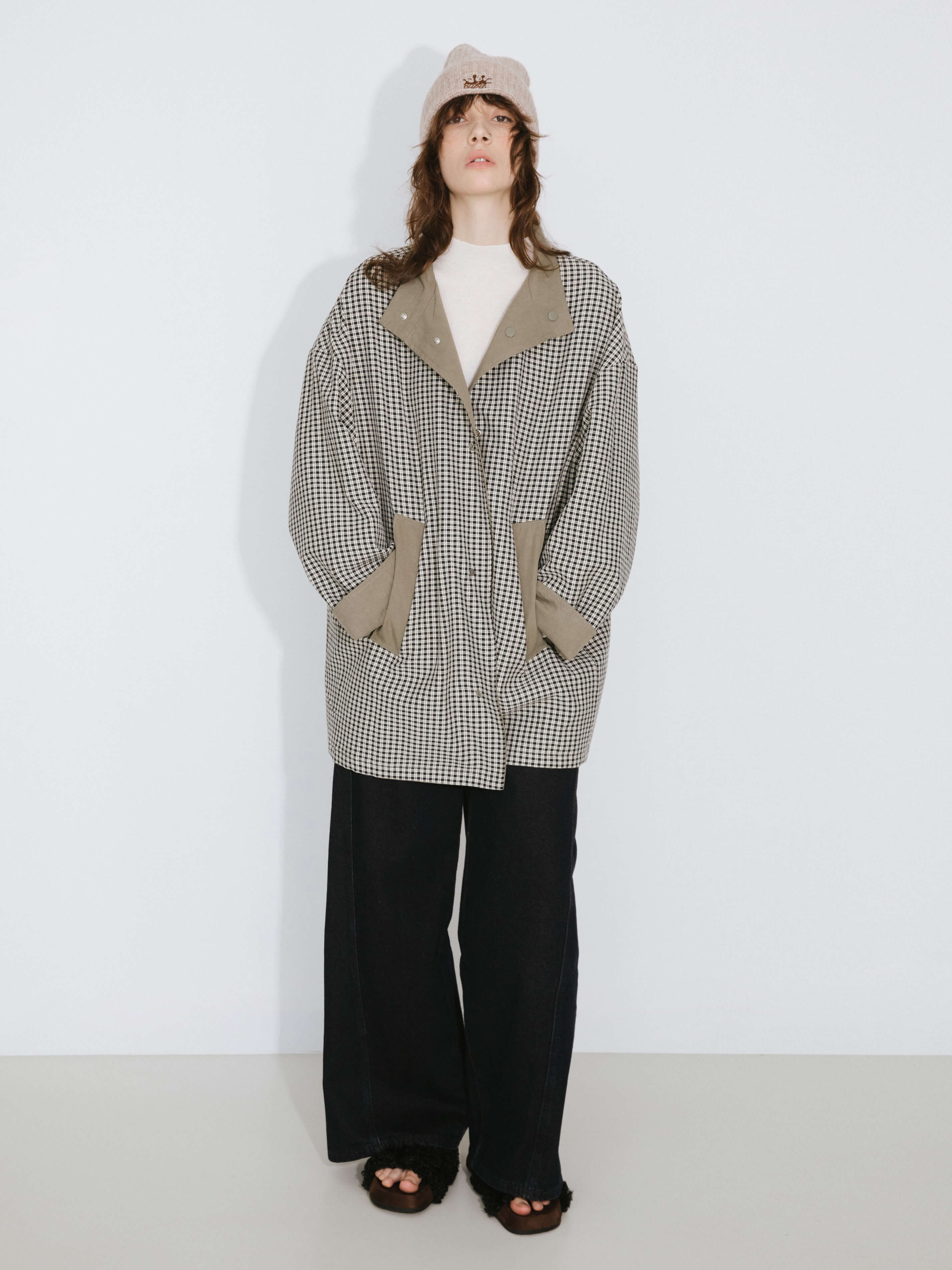 Funnel Neck Reversible Trench Coat-6