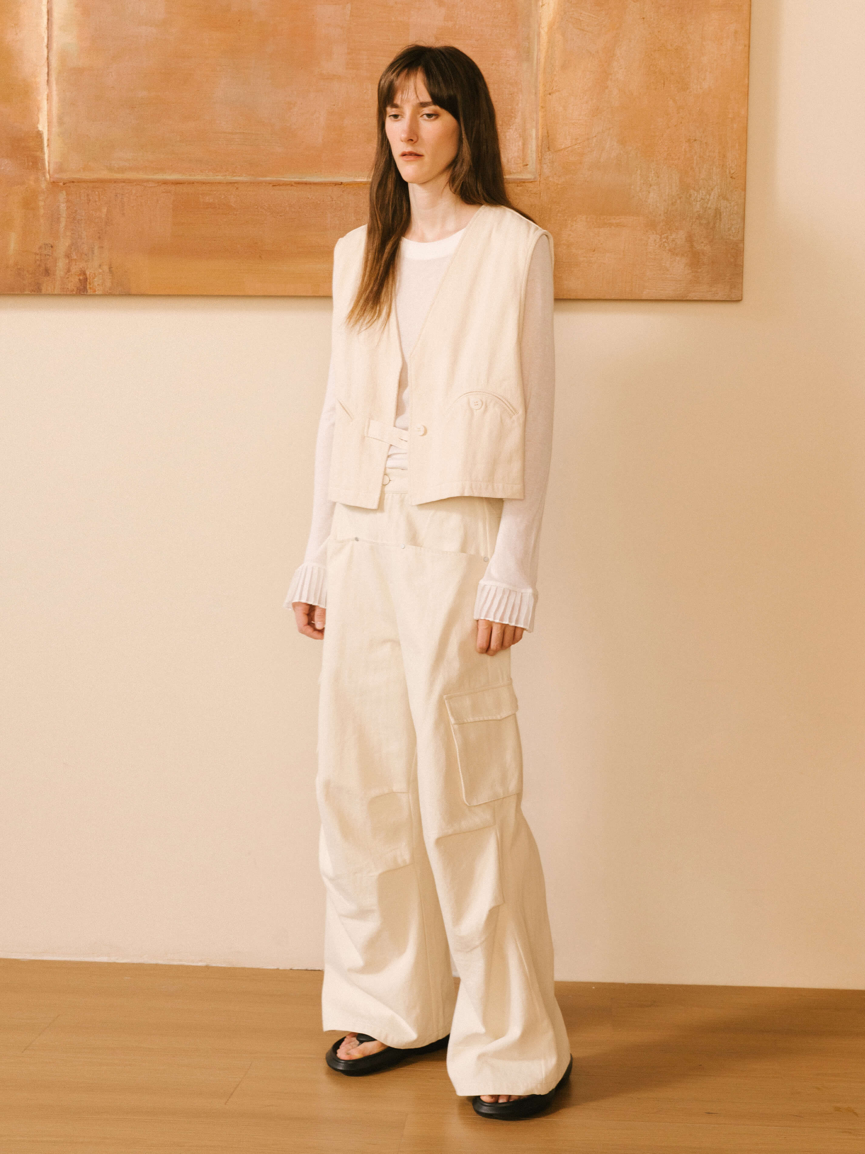 Cropped Double Breasted Twill Waistcoat-6
