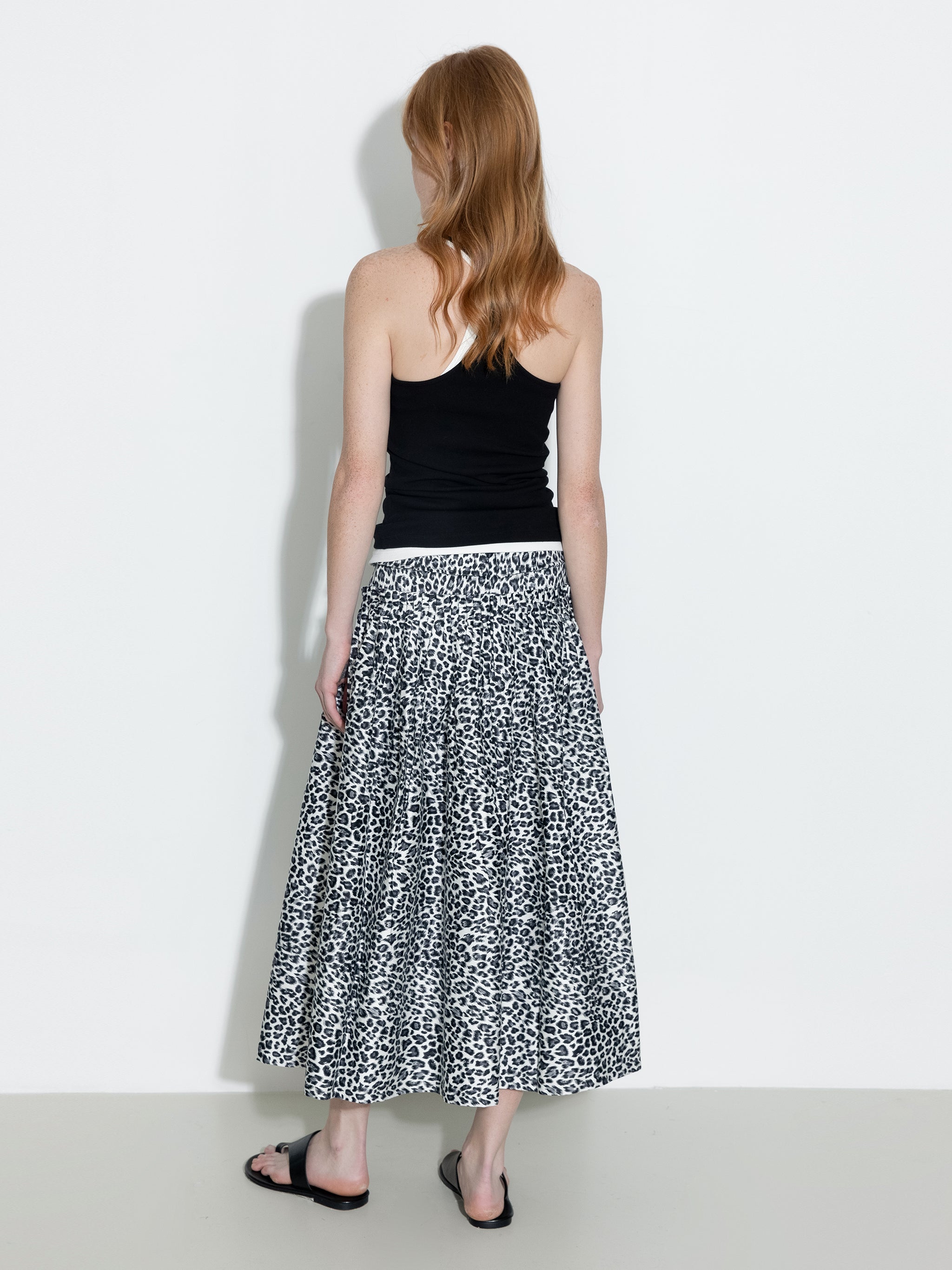 100% Cotton Leopard Print A-Line Skirt-6