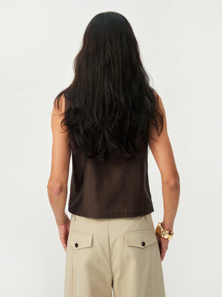 CUBIC Ruffled V-Neck Sleeveless Blouse