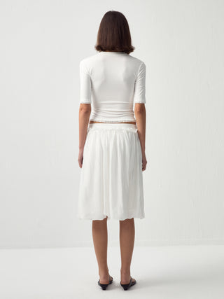 CUBIC Lace Trim Fitted Mid-Sleeve Top