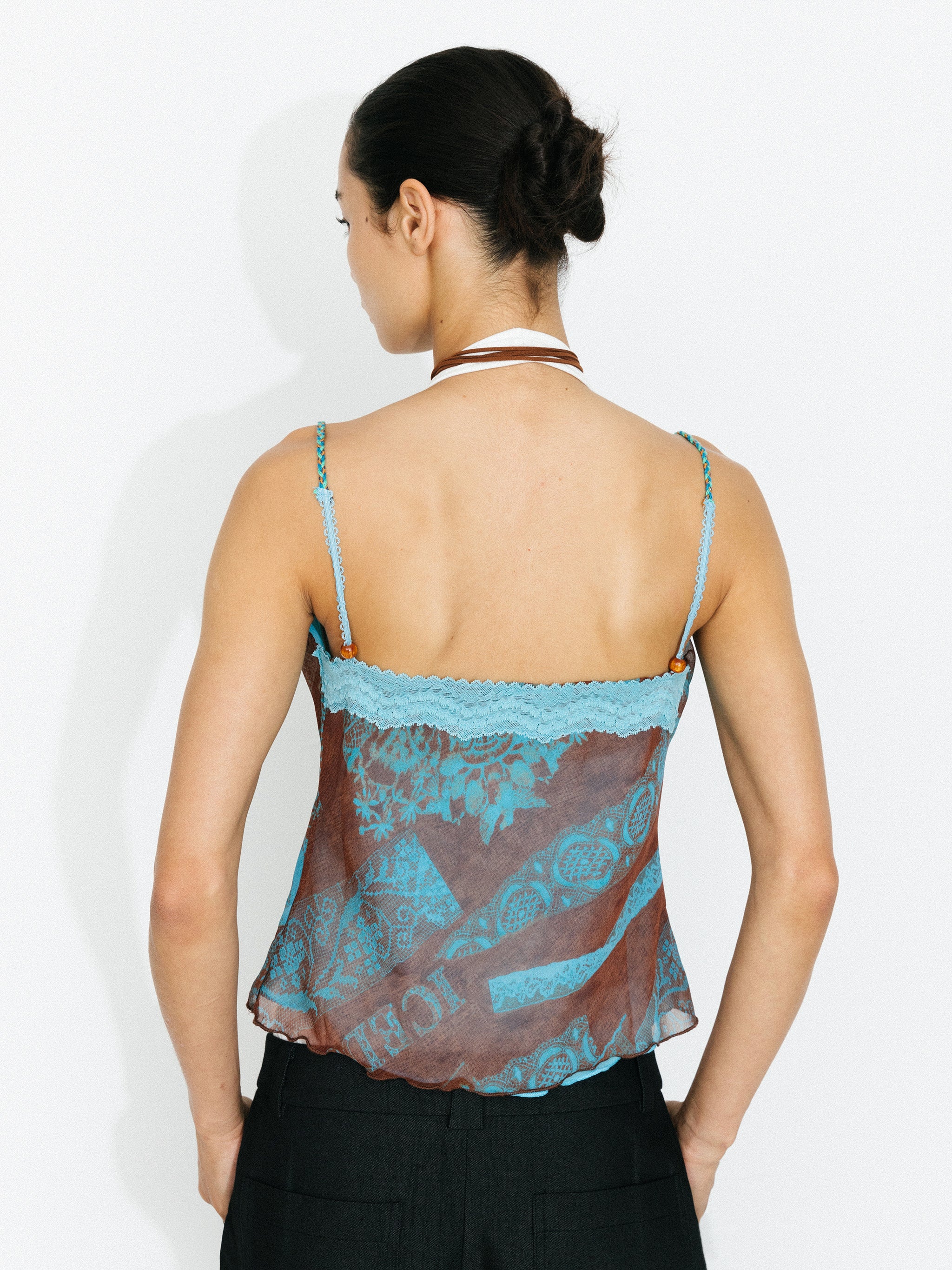 Print Satin Cowl Neck Cami Top-6