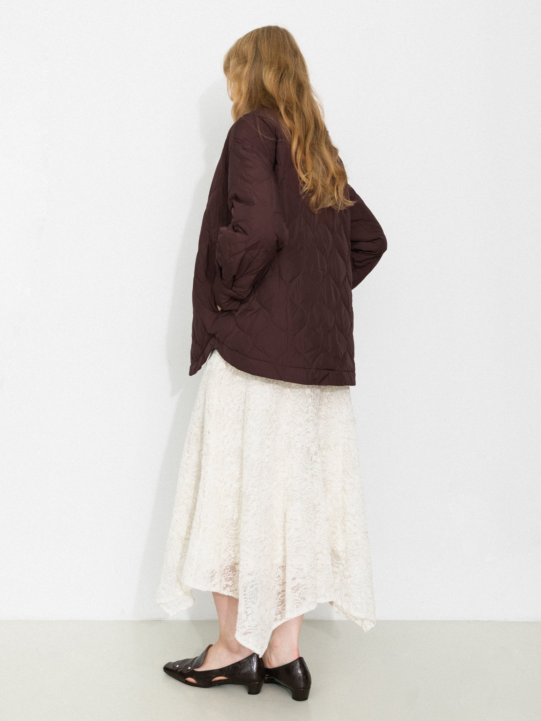 Button-Front Shirt Collar Loose-Fit Down Jacket-6
